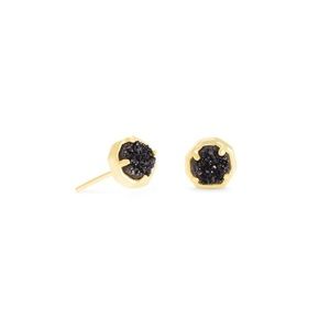 NWT Kendra Scott Nola Stud Gold with Black Drusy